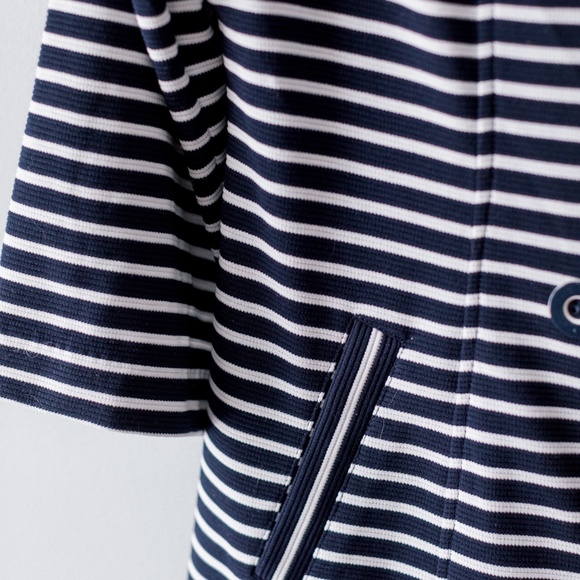 CAbi Maritime Trench Coat - Navy & White Stripe - Knit - Size Medium - Picture 3 of 13